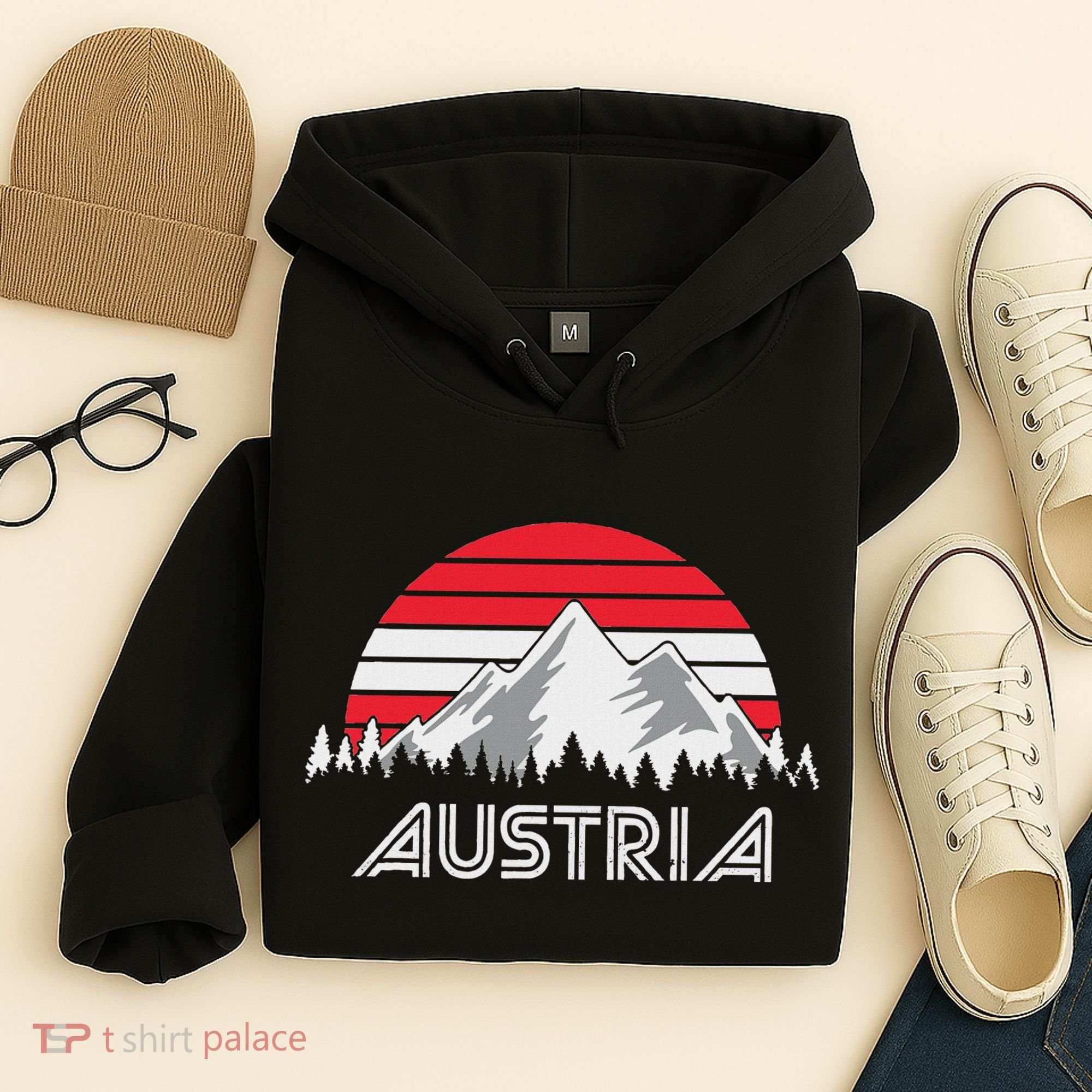 Austria öSterreich Mountains Sunset Austrian Flag Gift Hoodie