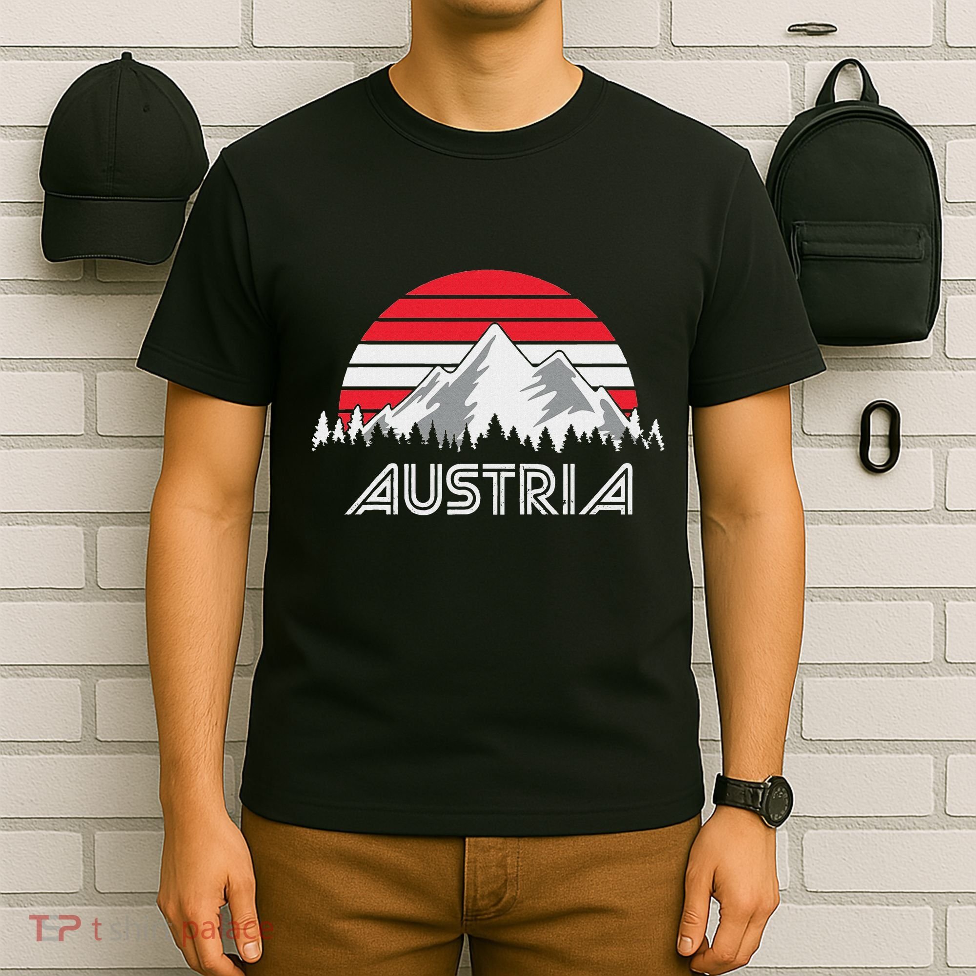 Austria öSterreich Mountains Sunset Austrian Flag Gift T-Shirt