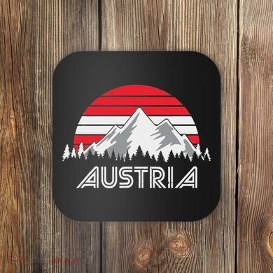 Austria öSterreich Mountains Sunset Austrian Flag Gift Coaster
