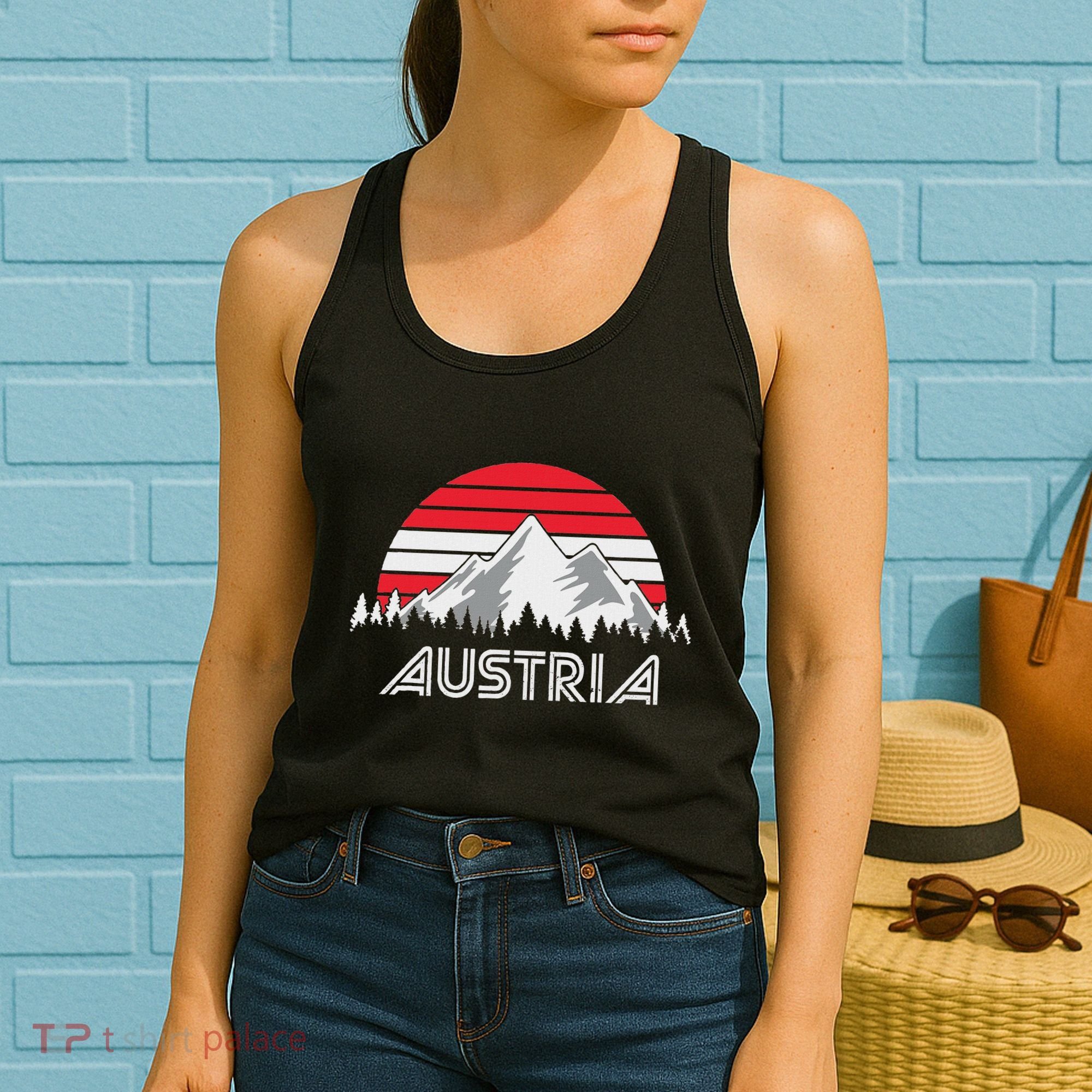 Austria öSterreich Mountains Sunset Austrian Flag Gift Women's Tank Top