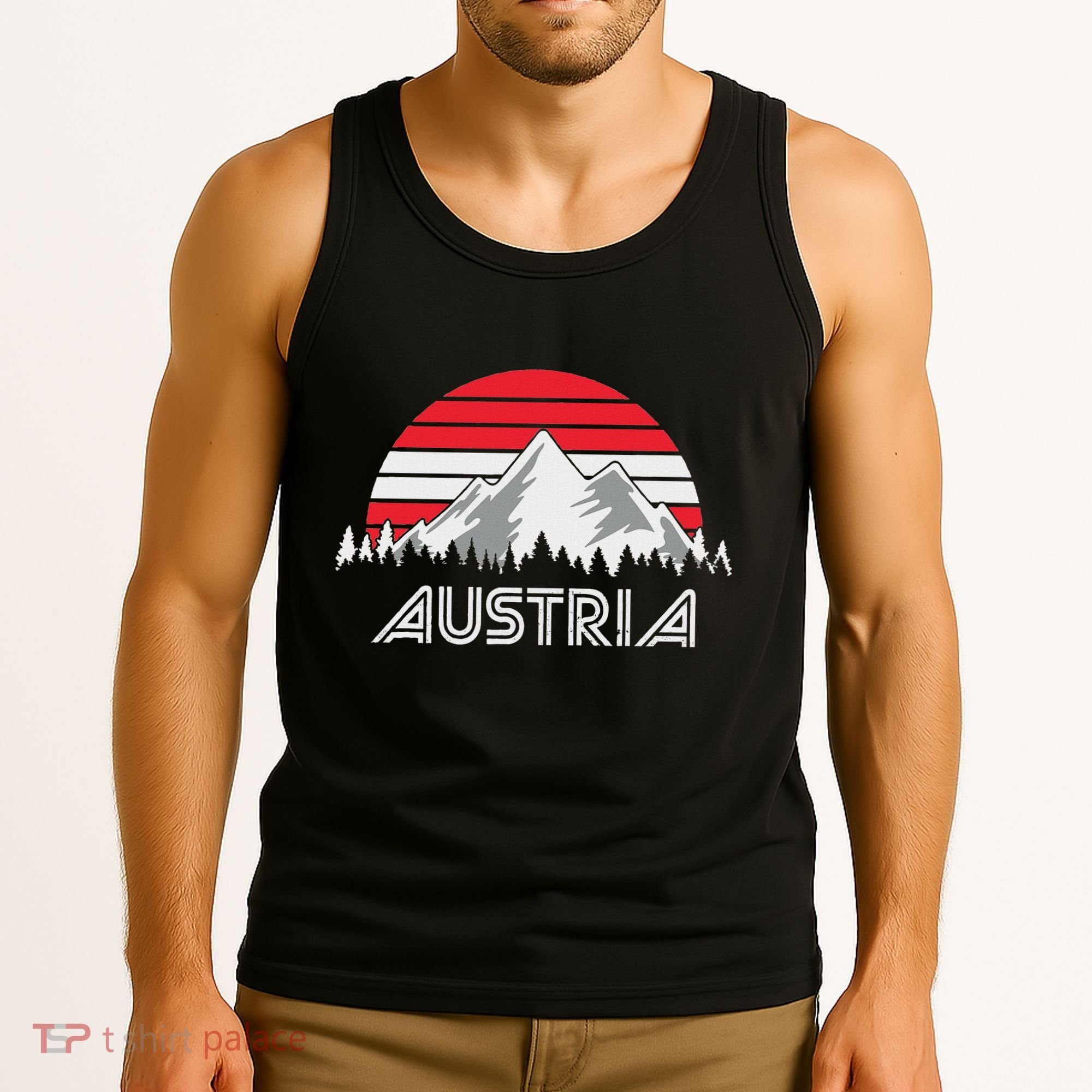 Austria öSterreich Mountains Sunset Austrian Flag Gift Tank Top