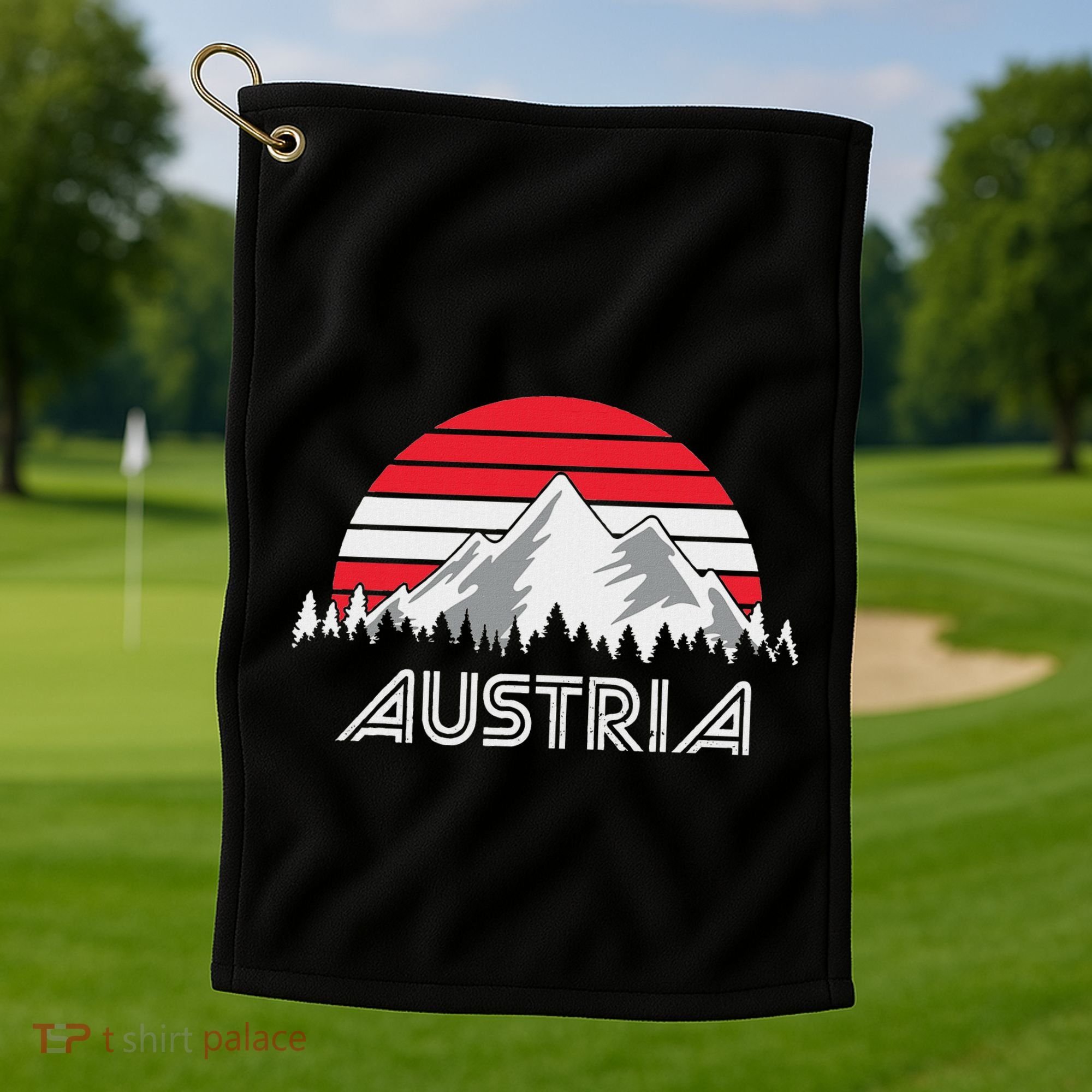 Austria öSterreich Mountains Sunset Austrian Flag Gift Golf Towel