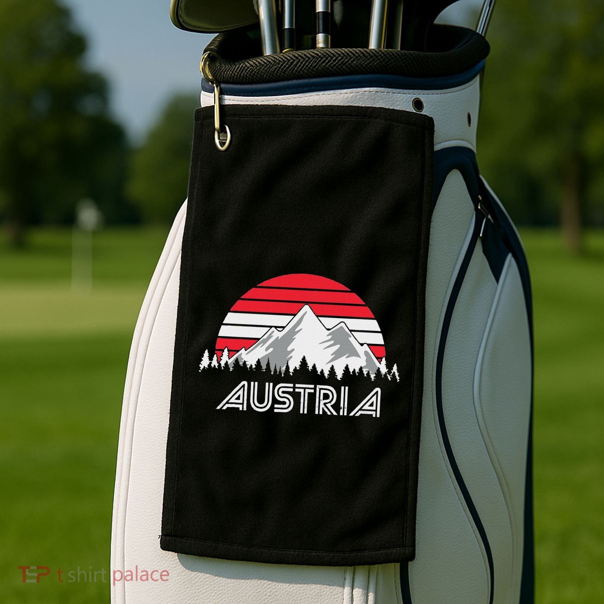 Austria öSterreich Mountains Sunset Austrian Flag Gift Golf Towel