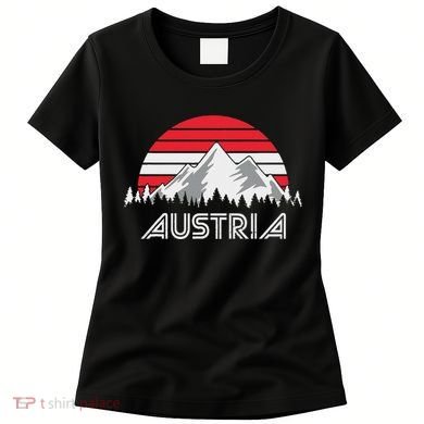 Austria öSterreich Mountains Sunset Austrian Flag Gift Women's T-Shirt