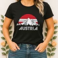 Austria öSterreich Mountains Sunset Austrian Flag Gift Women's T-Shirt thumb 2