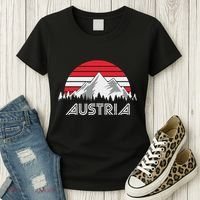 Austria öSterreich Mountains Sunset Austrian Flag Gift Women's T-Shirt thumb 3