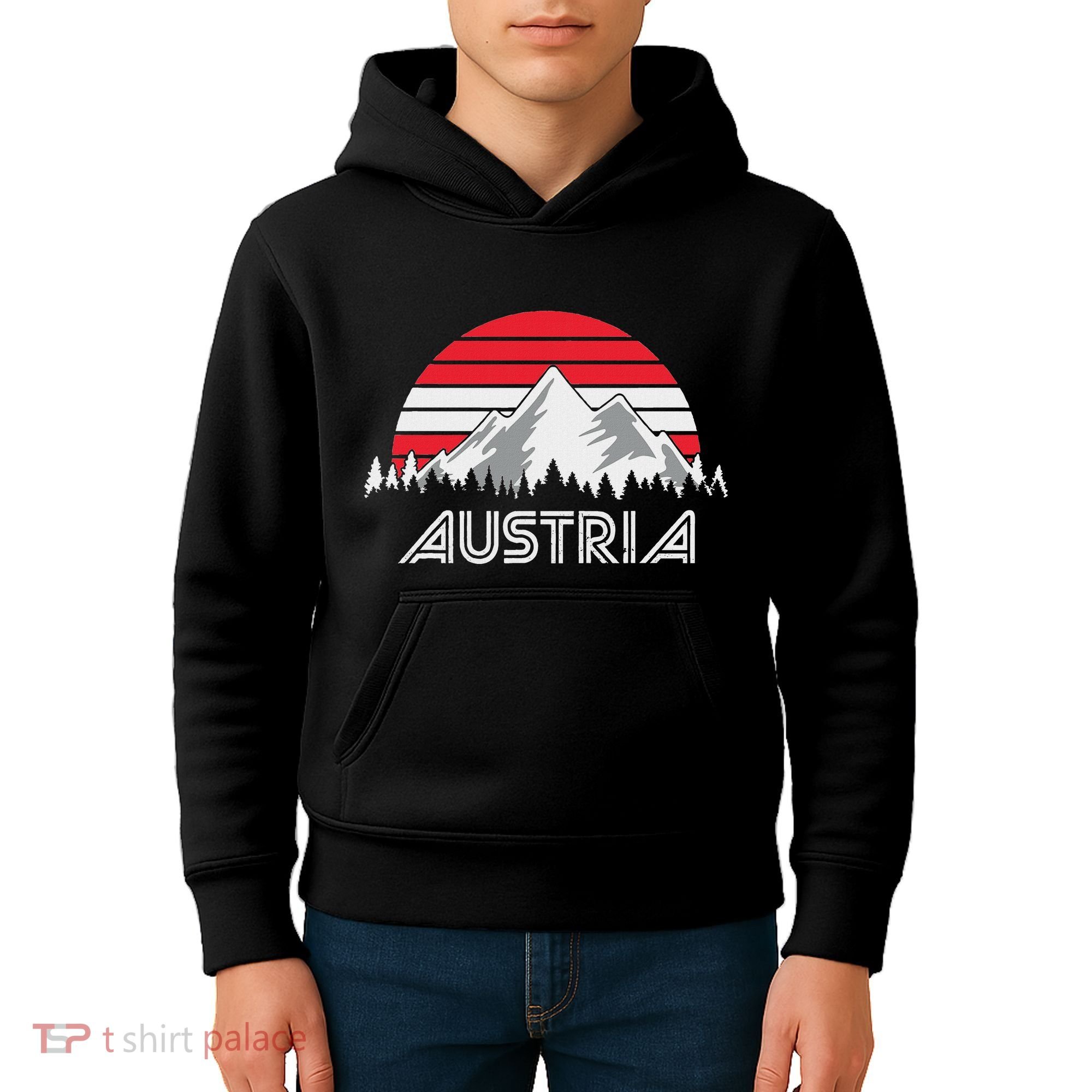 Austria öSterreich Mountains Sunset Austrian Flag Gift Kids Hoodie