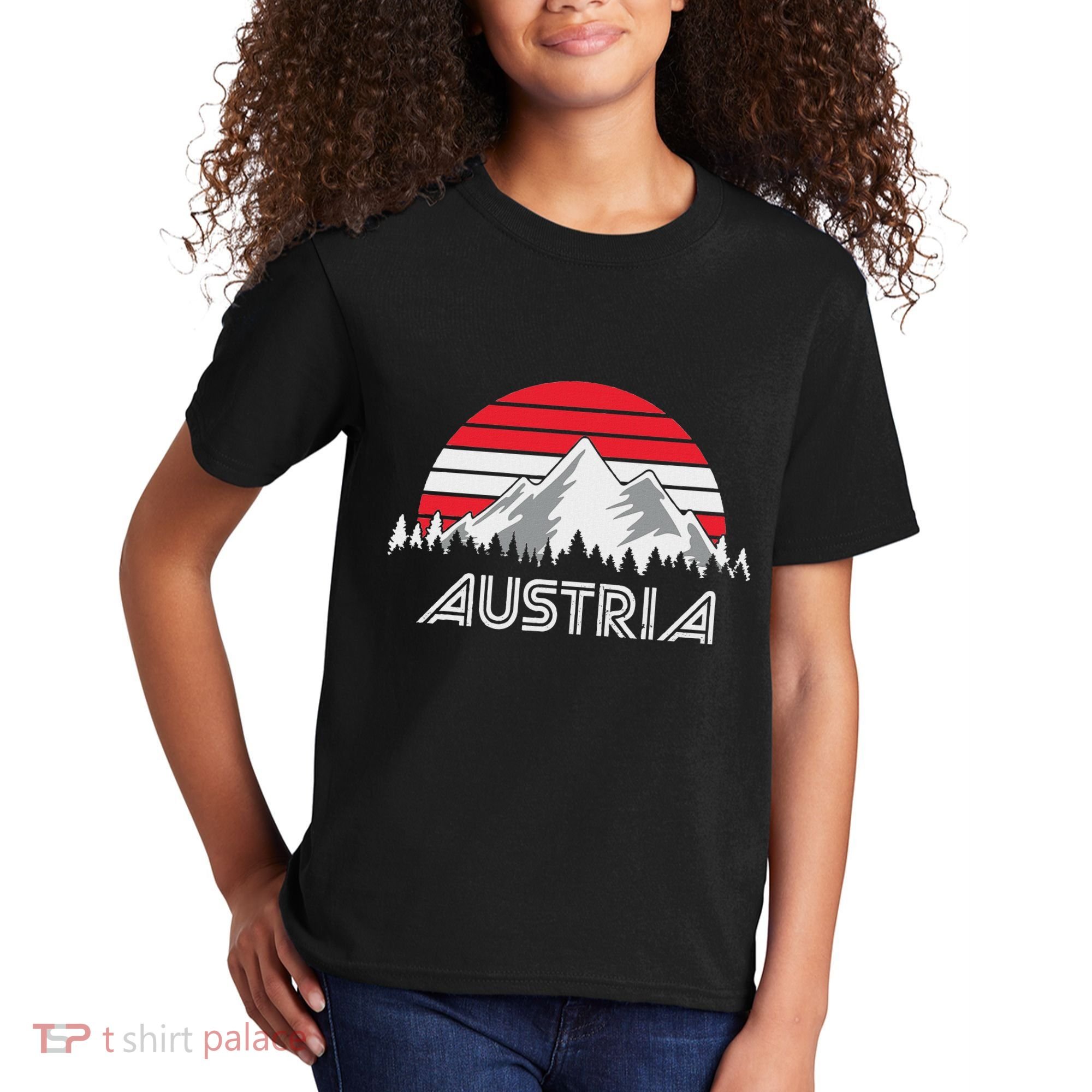 Austria öSterreich Mountains Sunset Austrian Flag Gift Kids T-Shirt