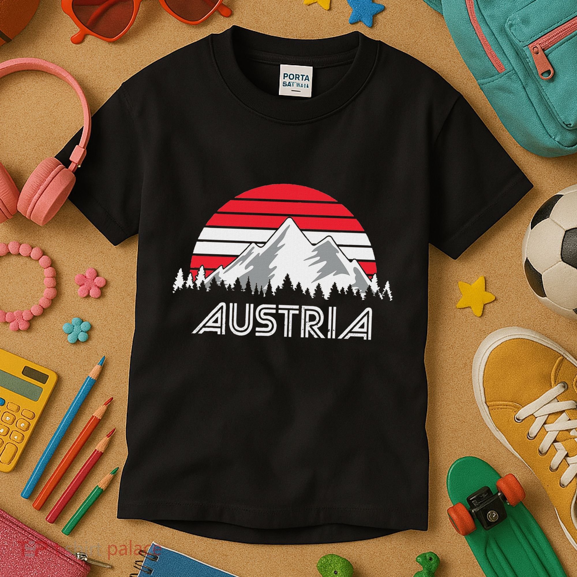 Austria öSterreich Mountains Sunset Austrian Flag Gift Kids T-Shirt