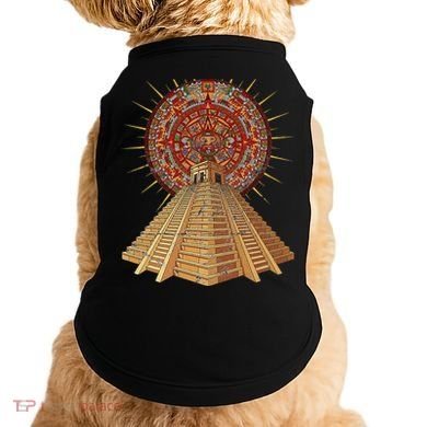 Ancient Sacred Mayan Aztec Calendar Pyramid Geometry Doggie Tank