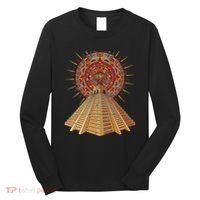 Ancient Sacred Mayan Aztec Calendar Pyramid Geometry Long Sleeve Shirt thumb 0