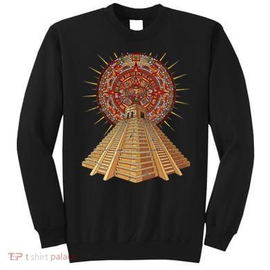 Ancient Sacred Mayan Aztec Calendar Pyramid Geometry Sweatshirt