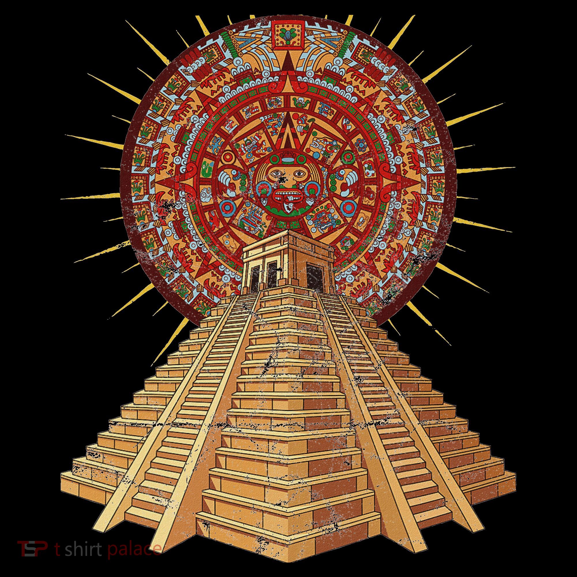Ancient Sacred Mayan Aztec Calendar Pyramid Geometry Sweatshirt