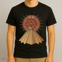 Ancient Sacred Mayan Aztec Calendar Pyramid Geometry T-Shirt thumb 3