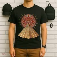 Ancient Sacred Mayan Aztec Calendar Pyramid Geometry T-Shirt thumb 6