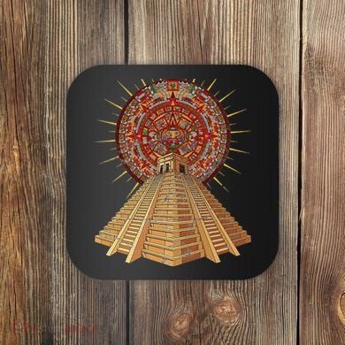 Ancient Sacred Mayan Aztec Calendar Pyramid Geometry Coaster