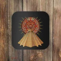 Ancient Sacred Mayan Aztec Calendar Pyramid Geometry Coaster thumb 0