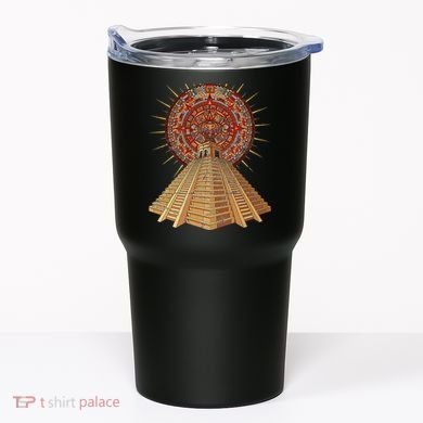 Ancient Sacred Mayan Aztec Calendar Pyramid Geometry Tumbler