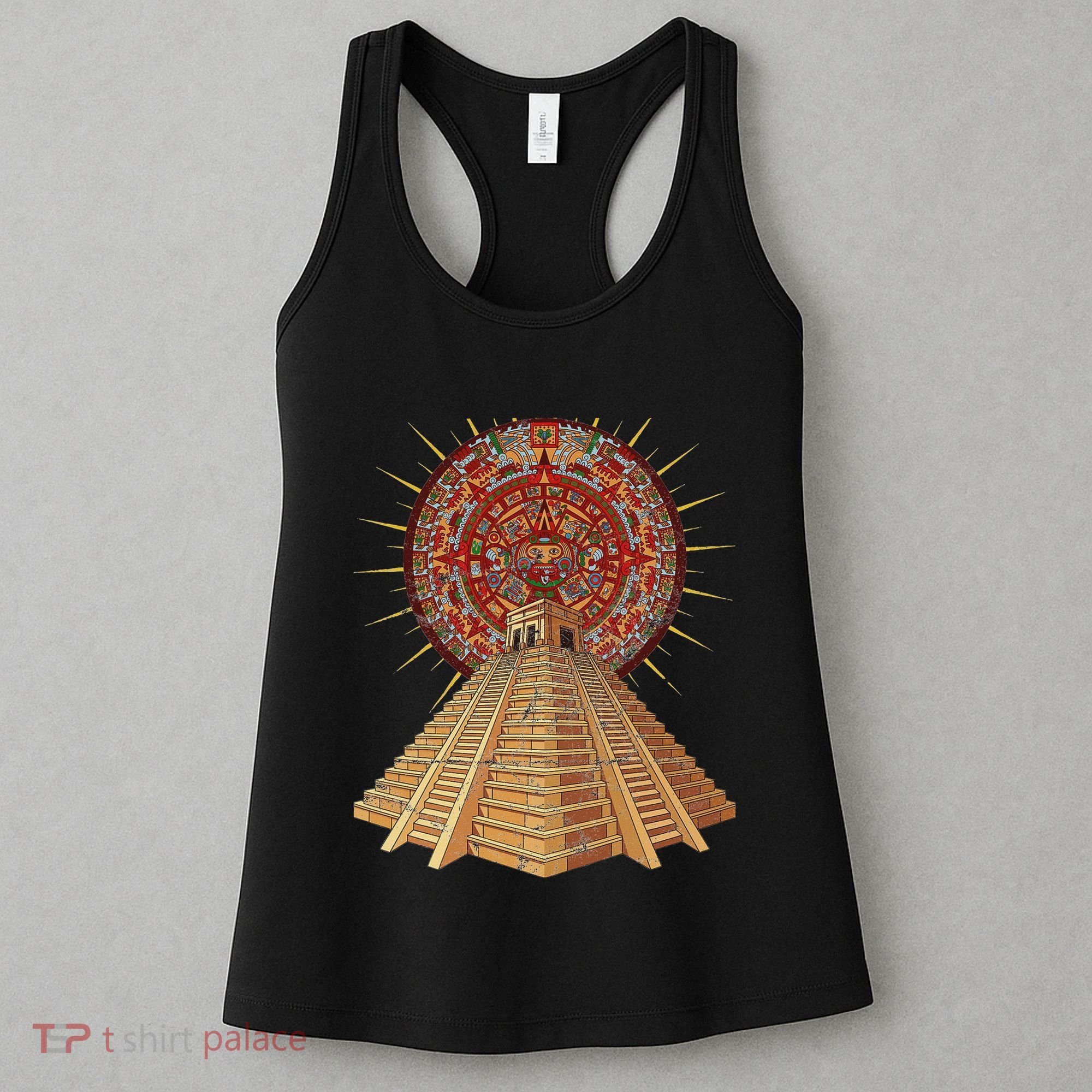 Ancient Sacred Mayan Aztec Calendar Pyramid Geometry Women's Tank Top