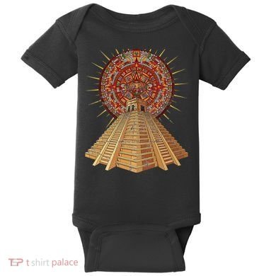 Ancient Sacred Mayan Aztec Calendar Pyramid Geometry Baby Bodysuit