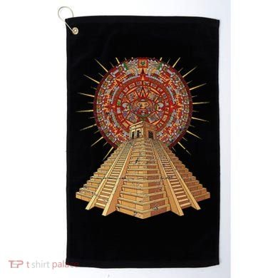 Ancient Sacred Mayan Aztec Calendar Pyramid Geometry Golf Towel