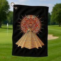 Ancient Sacred Mayan Aztec Calendar Pyramid Geometry Golf Towel thumb 1
