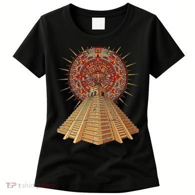 Ancient Sacred Mayan Aztec Calendar Pyramid Geometry Women's T-Shirt