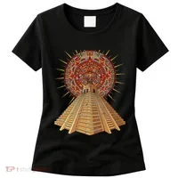 Ancient Sacred Mayan Aztec Calendar Pyramid Geometry Women's T-Shirt thumb 0