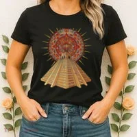 Ancient Sacred Mayan Aztec Calendar Pyramid Geometry Women's T-Shirt thumb 2
