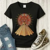 Ancient Sacred Mayan Aztec Calendar Pyramid Geometry Women's T-Shirt thumb 3