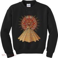 Ancient Sacred Mayan Aztec Calendar Pyramid Geometry Kids Sweatshirt thumb 0