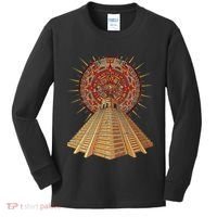 Ancient Sacred Mayan Aztec Calendar Pyramid Geometry Kids Long Sleeve Shirt thumb 0