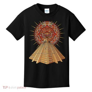 Ancient Sacred Mayan Aztec Calendar Pyramid Geometry Kids T-Shirt