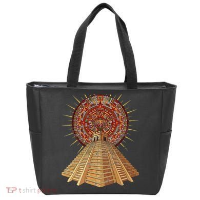 Ancient Sacred Mayan Aztec Calendar Pyramid Geometry Tote Bag