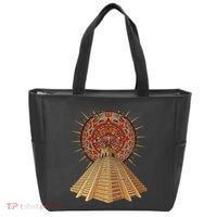 Ancient Sacred Mayan Aztec Calendar Pyramid Geometry Tote Bag thumb 0