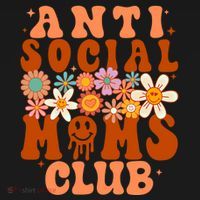 Anti Social Moms Club Groovy Flowers Antisocial Moms Club Gift Women's Hoodie thumb 2