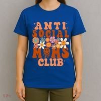 Anti Social Moms Club Groovy Flowers Antisocial Moms Club Gift T-Shirt thumb 4