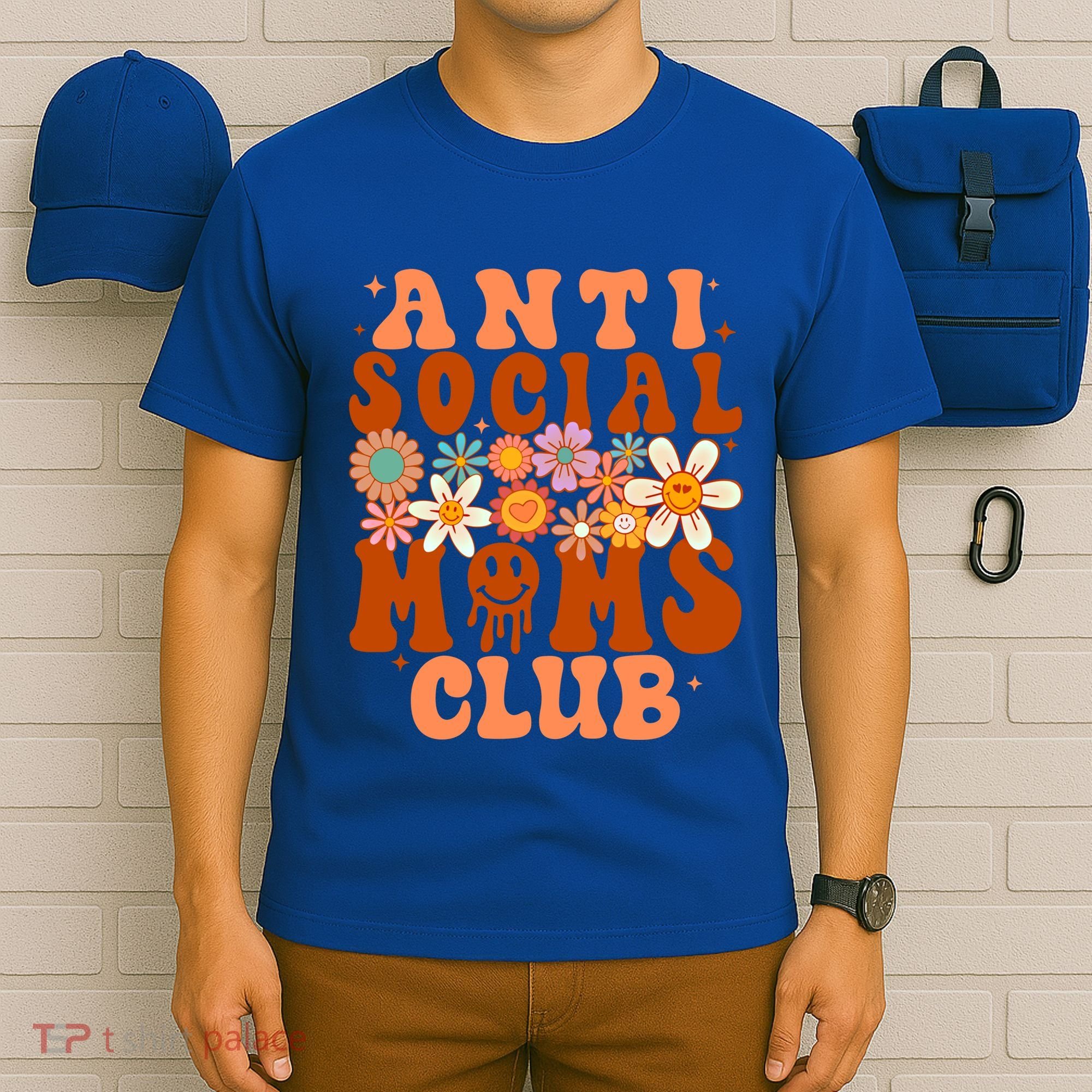 Anti Social Moms Club Groovy Flowers Antisocial Moms Club Gift T-Shirt