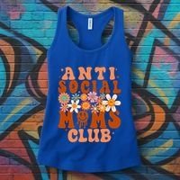 Anti Social Moms Club Groovy Flowers Antisocial Moms Club Gift Women's Tank Top thumb 3