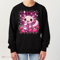 Axolotl Strawberry Milk Shake Anime Cute Kawaii Axolotl Women's Sweatshirt thumb 0