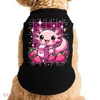 Axolotl Strawberry Milk Shake Anime Cute Kawaii Axolotl Doggie Tank thumb 0