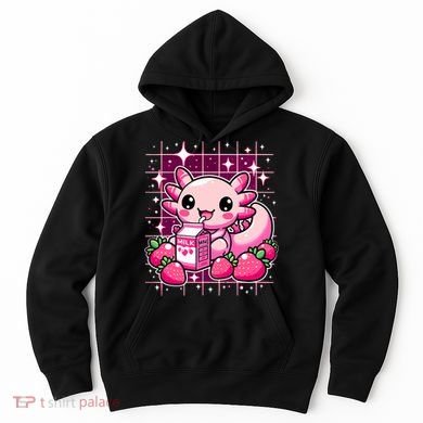 Axolotl Strawberry Milk Shake Anime Cute Kawaii Axolotl Hoodie