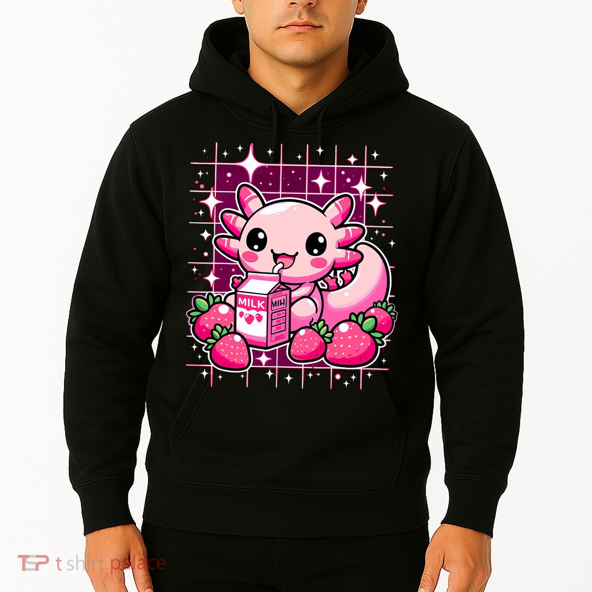 Axolotl Strawberry Milk Shake Anime Cute Kawaii Axolotl Hoodie