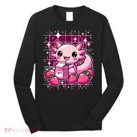 Axolotl Strawberry Milk Shake Anime Cute Kawaii Axolotl Long Sleeve Shirt thumb 0