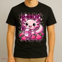 Axolotl Strawberry Milk Shake Anime Cute Kawaii Axolotl T-Shirt thumb 3