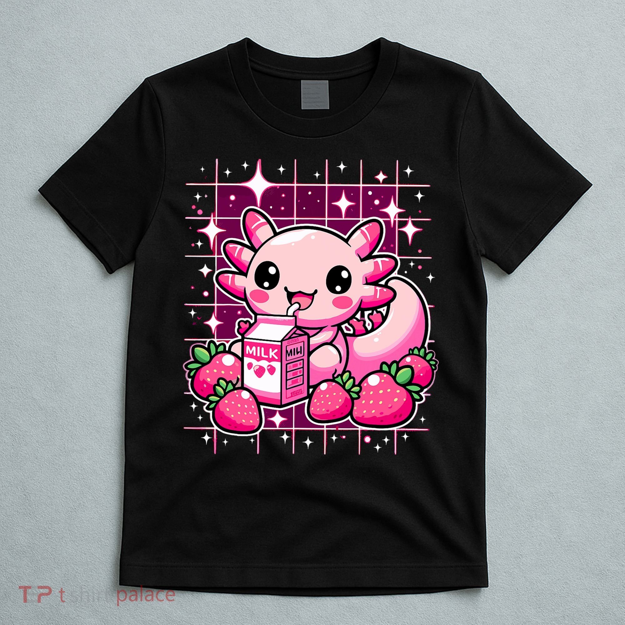 Axolotl Strawberry Milk Shake Anime Cute Kawaii Axolotl T-Shirt