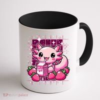 Axolotl Strawberry Milk Shake Anime Cute Kawaii Axolotl Coffee Mug thumb 1
