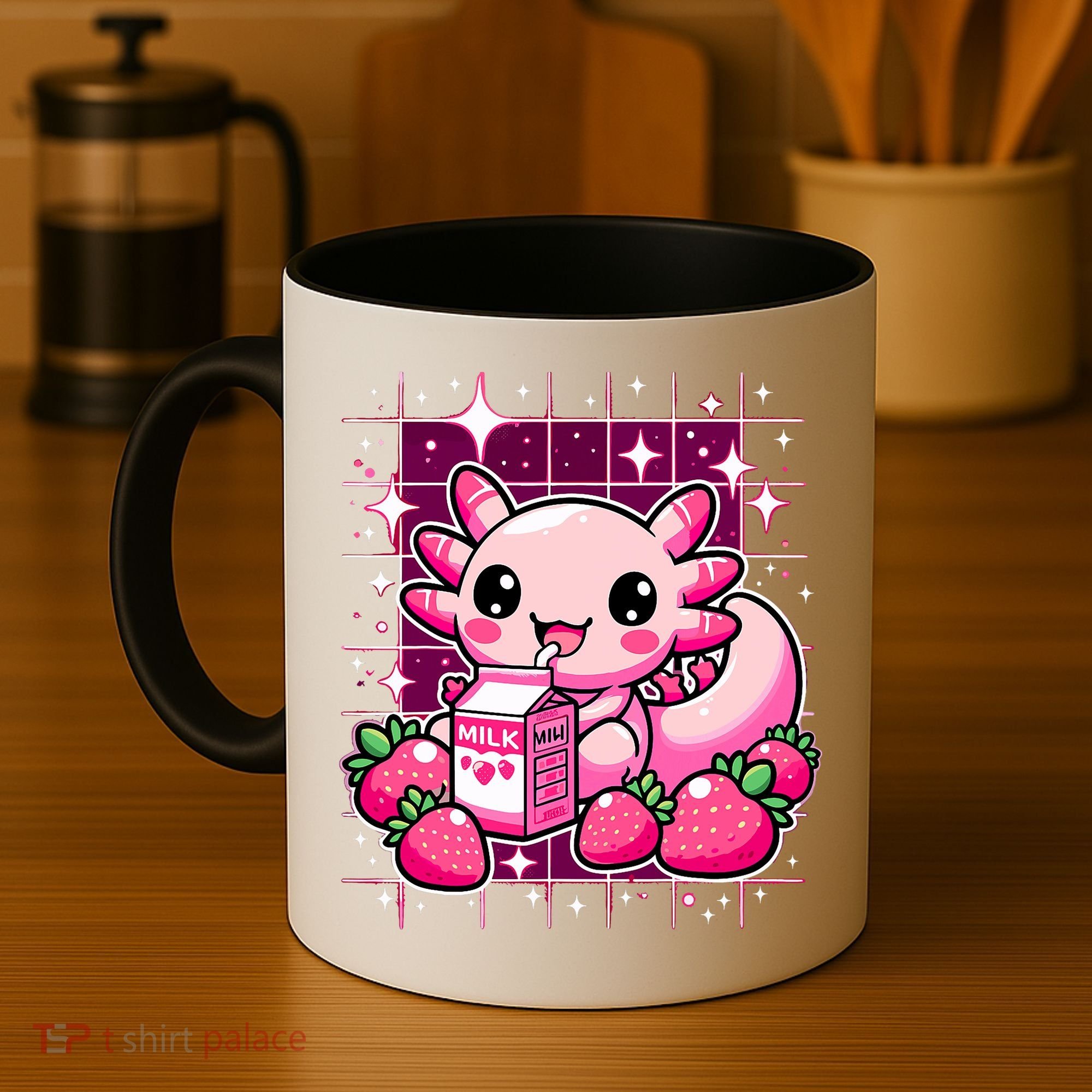 Axolotl Strawberry Milk Shake Anime Cute Kawaii Axolotl Coffee Mug