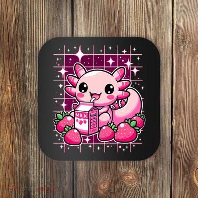 Axolotl Strawberry Milk Shake Anime Cute Kawaii Axolotl Coaster