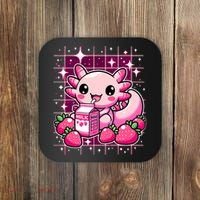 Axolotl Strawberry Milk Shake Anime Cute Kawaii Axolotl Coaster thumb 0